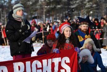 Greta protesta con gli indigeni Sami