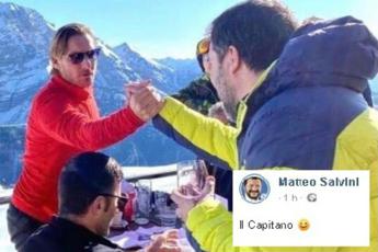 Salvini incontra Totti sulle Dolomiti