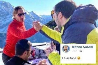 Salvini incontra Totti sulle Dolomiti Salvini incontra Totti sulle Dolomiti