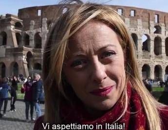 Coronavirus, video Meloni in inglese: Turisti, venite in Italia