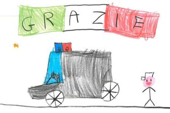 'Grazie' alla Gdf dalla zona rossa: i disegni dei bambini di Codogno