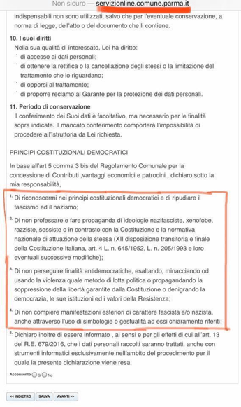 A Parma buoni spesa, ma solo agli antifascisti A Parma buoni spesa, ma solo agli antifascisti