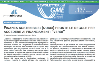 Energia, è on line nuovo numero newsletter Gme Energia, è on line nuovo numero newsletter Gme