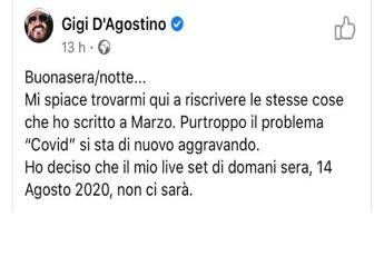 Covid, Gigi D'Agostino cancella il live set di stasera Covid, Gigi D'Agostino cancella il live set di stasera