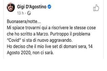 Covid, Gigi D'Agostino cancella il live set di stasera