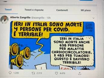 Zangrillo e la vignetta sui 'pochi' morti Covid