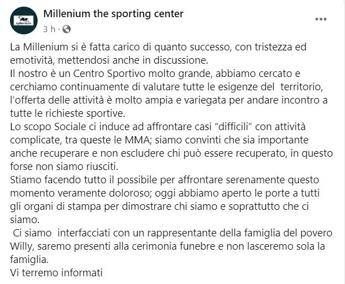 Non lasceremo sola famiglia Willy, il messaggio della palestra degli aggressori