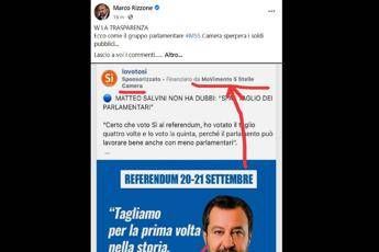 Ex 5S Rizzone: Post su referendum con Salvini finanziato da gruppo Camera Movimento Ex 5S Rizzone: Post su referendum con Salvini finanziato da gruppo Camera Movimento