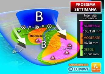 Meteo, prossima settimana di freddo e maltempo