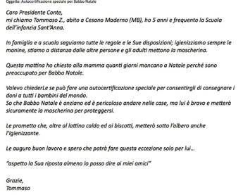 La mamma di Tommaso: Nella lettera a Conte sogni e timori La mamma di Tommaso: Nella lettera a Conte sogni e timori