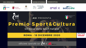 Venerdì 18 dicembre 15esima edizione Premio Asi Sport&Cultura