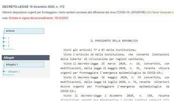 Decreto Natale 2020, testo in Gazzetta: c'è un errore e viene corretto