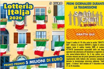 Lotteria Italia 2020, domani l'estrazione: primo premio 5 mln