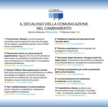 Dal Forum della Comunicazione 'Il decalogo della comunicazione nel cambiamento' Dal Forum della Comunicazione 'Il decalogo della comunicazione nel cambiamento'