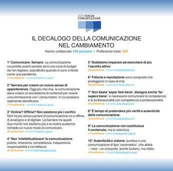 Dal Forum della Comunicazione 'Il decalogo della comunicazione nel cambiamento'