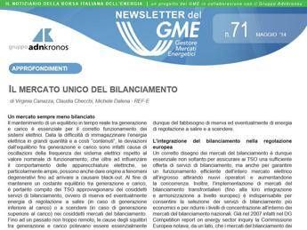 Energia, e’ on line la Newsletter del Gme Energia, e’ on line la Newsletter del Gme