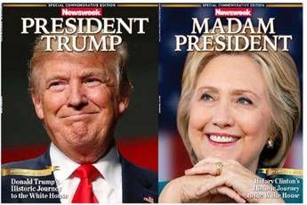 Trump è presidente ma Hillary va in copertina, la gaffe di 'Newsweek' /Foto Trump è presidente ma Hillary va in copertina, la gaffe di 'Newsweek' /Foto