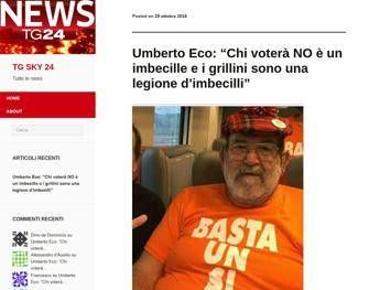 Chi vota NO è un imbecille, il finto Umberto Eco scatena i social Chi vota NO è un imbecille, il finto Umberto Eco scatena i social